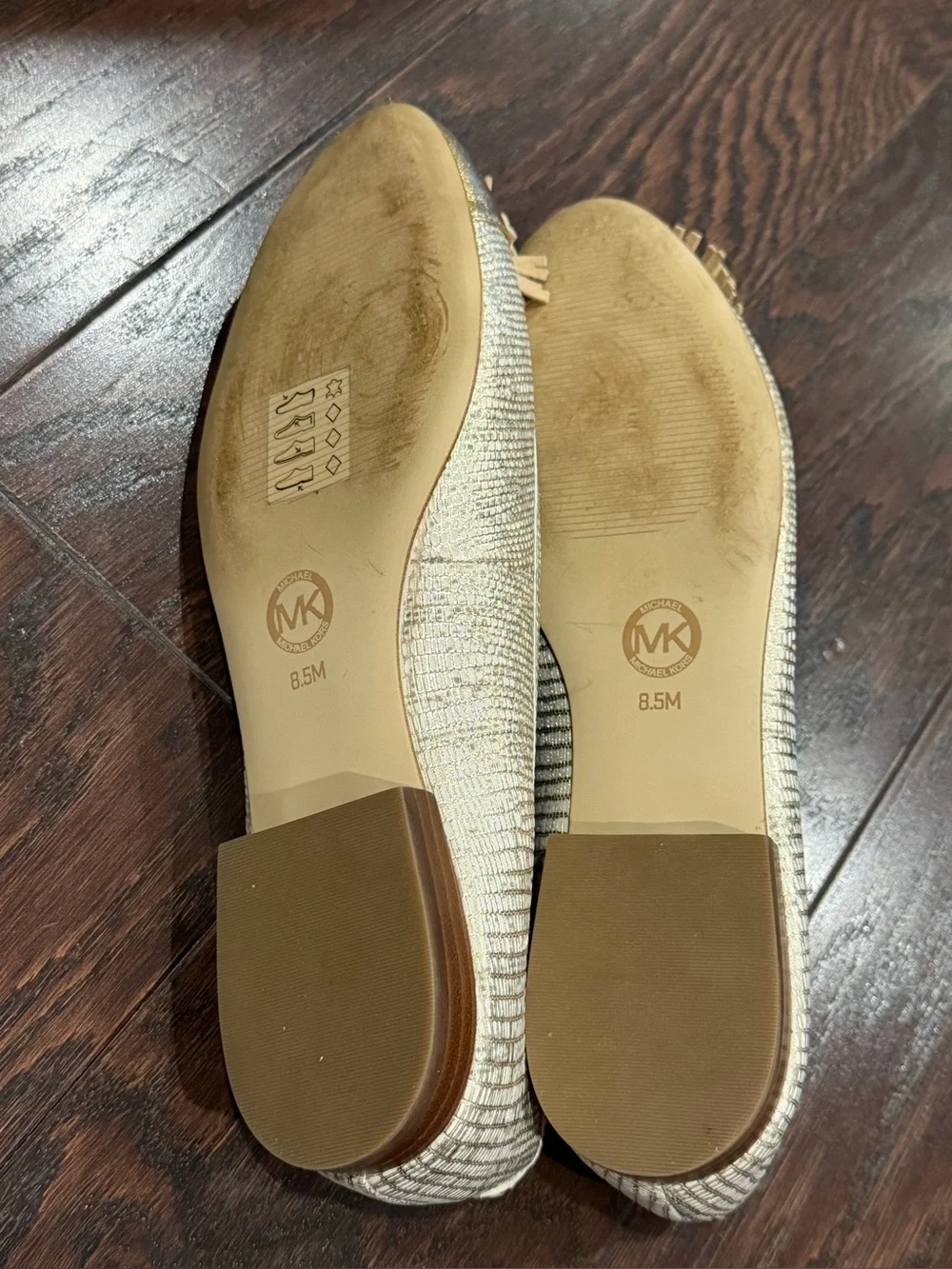 Michael Kors Woman's Lolita Ballet Flat Metallic Leather Pale Gold Size 8.5 M